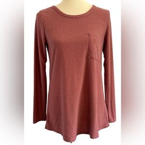Betsey's Boutique Shop Women's Textured Long Sleeve Mauve Top Size Medium